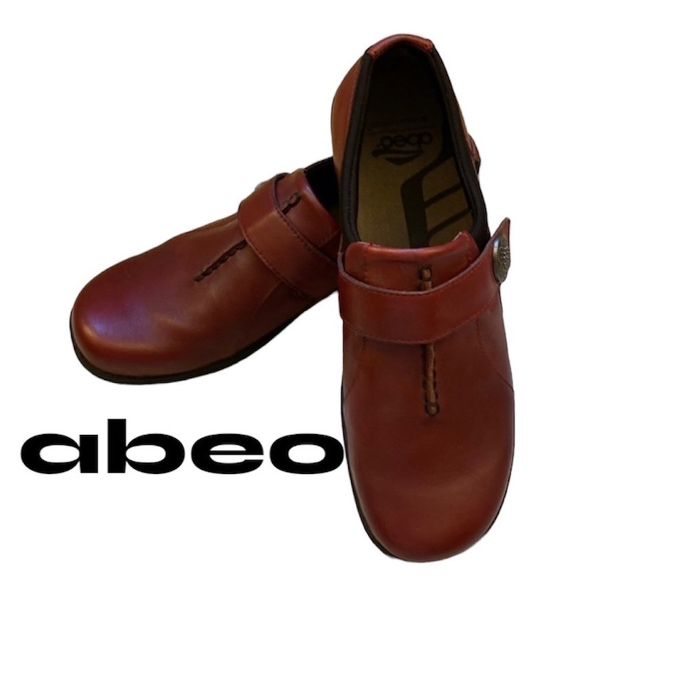 Abeo Smart Leather Clog Size 8 3540- Red/maroon